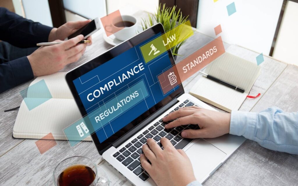 Ariscu legal compliance audits preparation showing the three pillars of health and safety standards on a laptop screen part 2